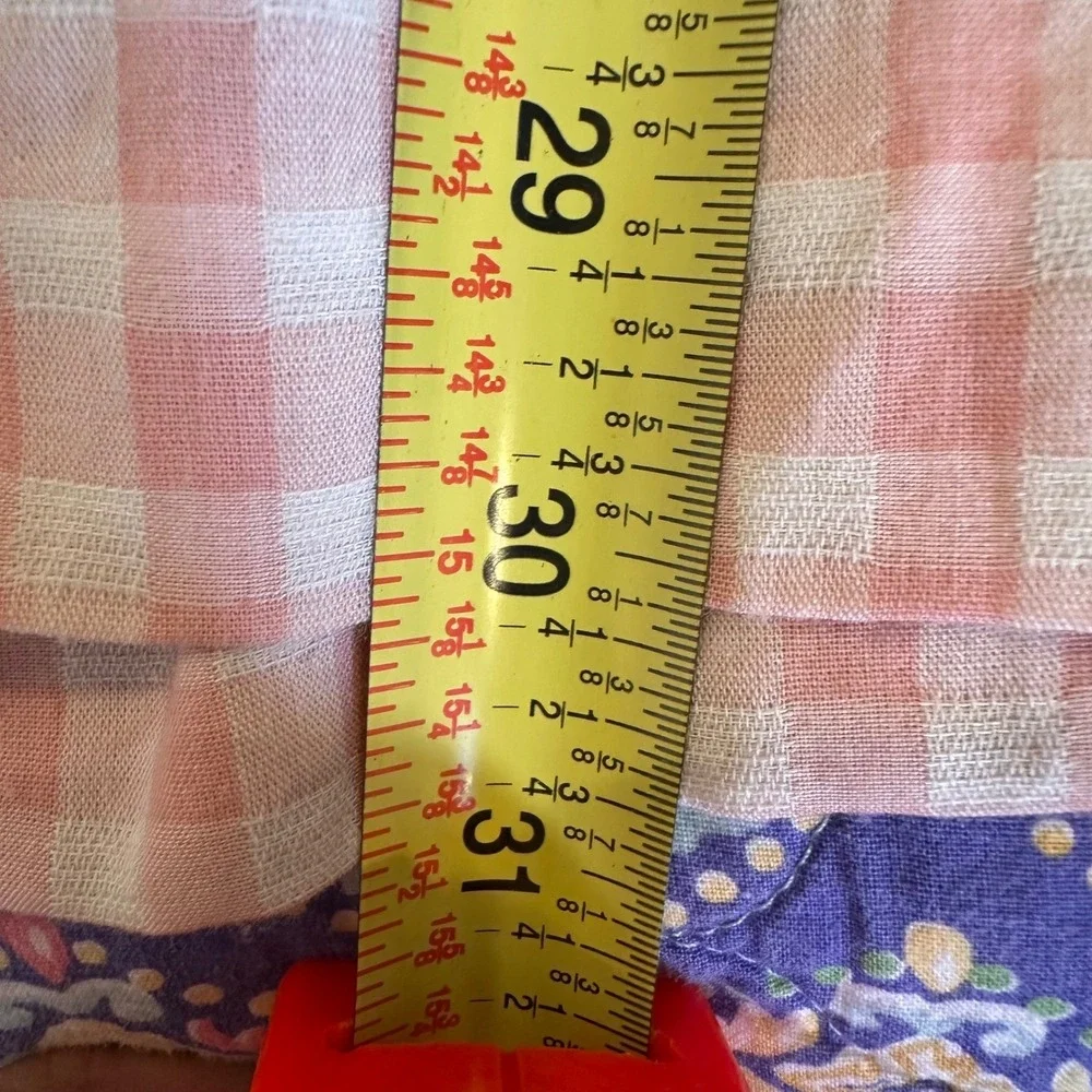 LPA Pink Gingham Mini‎ Dress Size XS Boho Indie Puff Sleeve Casual Cottagecore - Picture 10 of 10